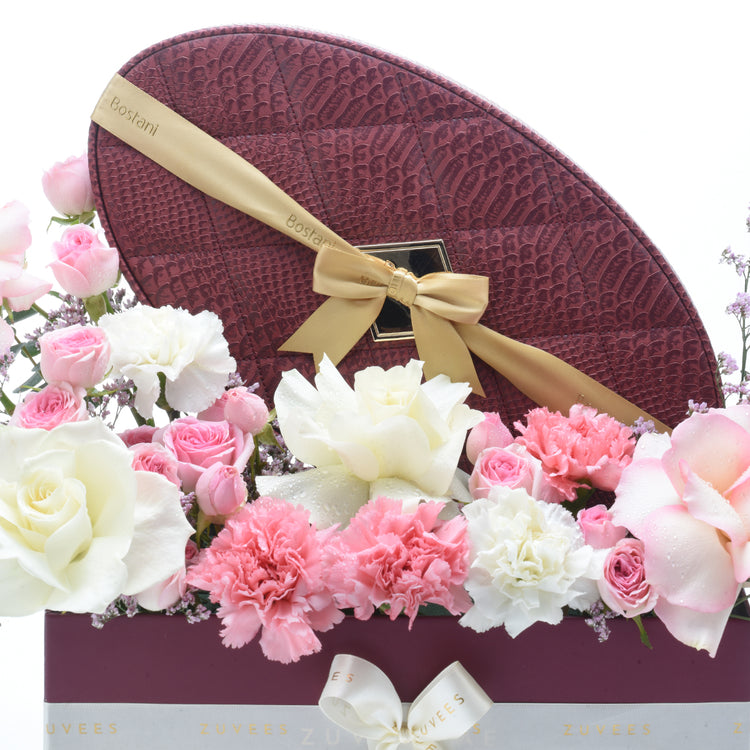 Diwali Pink &amp; White Rose Gift Box - Diwali Gifts