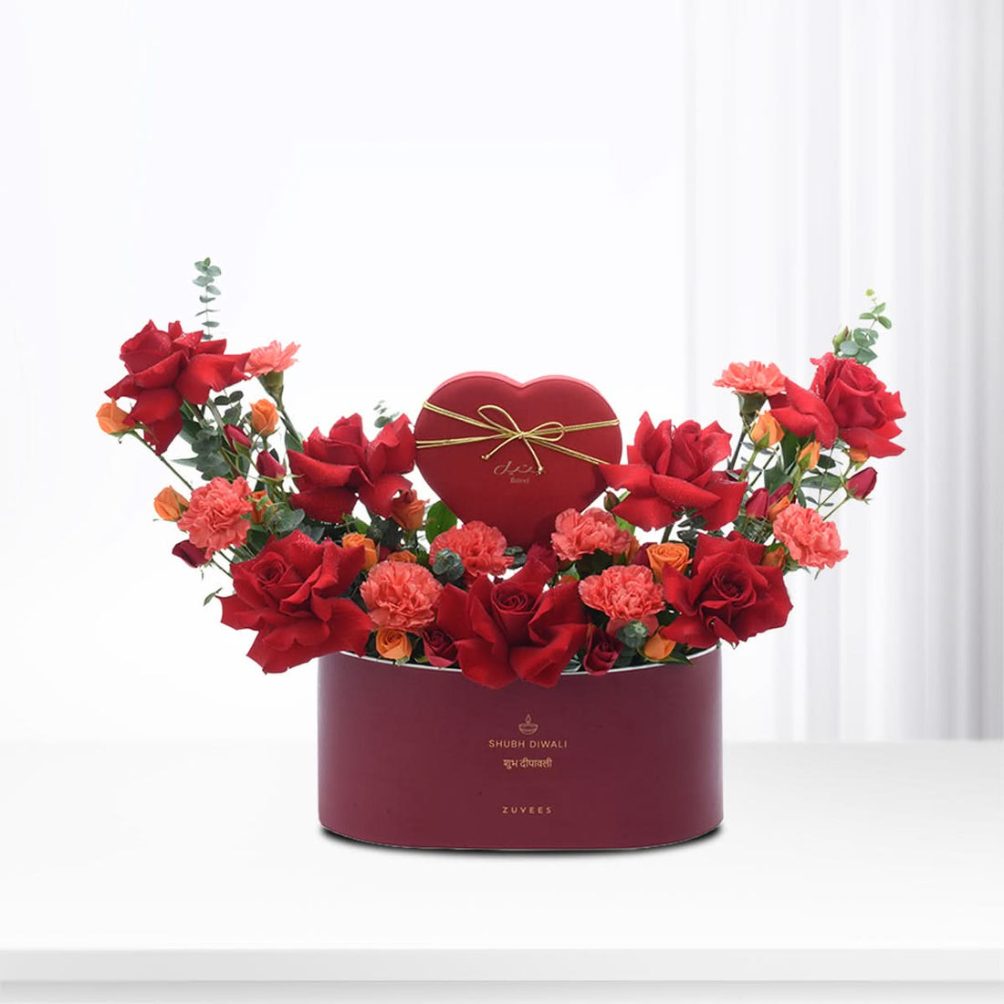 Diwali Red Rose &amp; Heart Dates Gift Box - Diwali Gifts