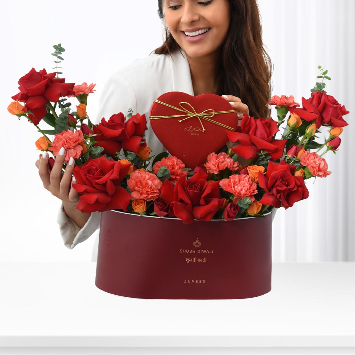Diwali Red Rose & Heart Dates Gift Box - Diwali Gifts