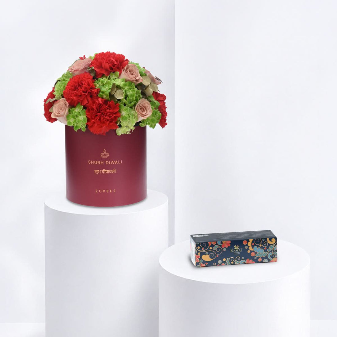 Diwali Cappuccino Rose &amp; Orange Carnation Box - Diwali Gifts