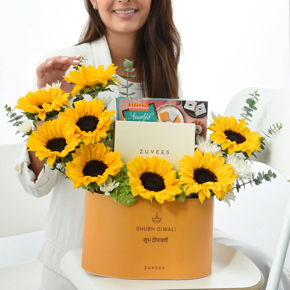 Diwali Sunflower &amp; Kaju Sweets Gift Box -Diwali Gifts