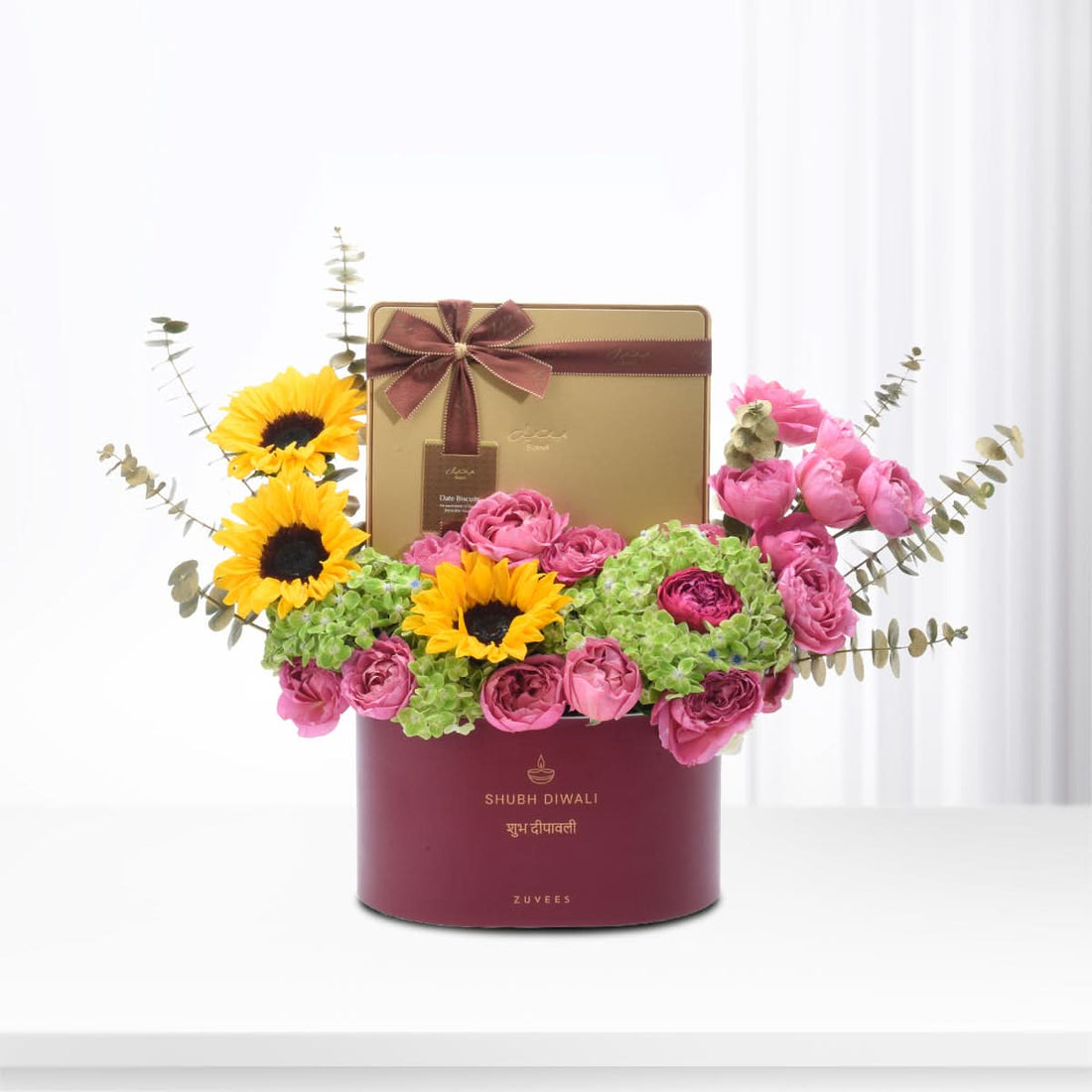 Diwali Sunflower &amp; Purple Bloom Gift Box - Diwali Gifts
