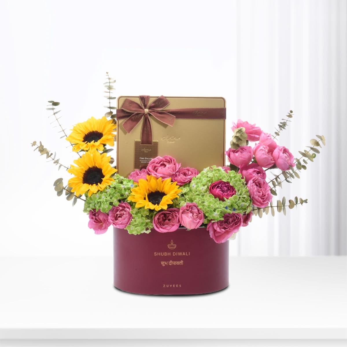 Diwali Sunflower &amp; Purple Bloom Gift Box - Diwali Gifts