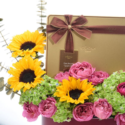 Diwali Sunflower &amp; Purple Bloom Gift Box - Diwali Gifts