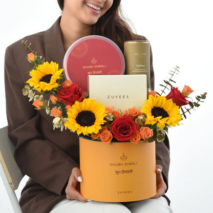 Diwali Sunflower &amp; Qahwa Coffee Gift Box - Diwali Gifts