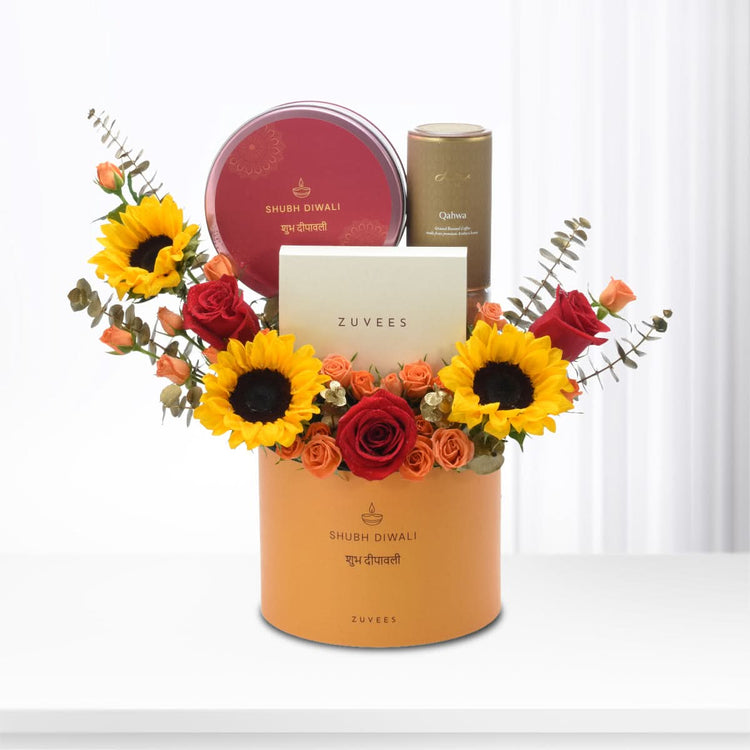 Diwali Sunflower &amp; Qahwa Coffee Gift Box - Diwali Gifts