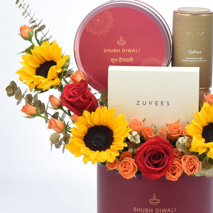 Diwali Sunflower &amp; Qahwa Coffee Gift Box - Diwali Gifts