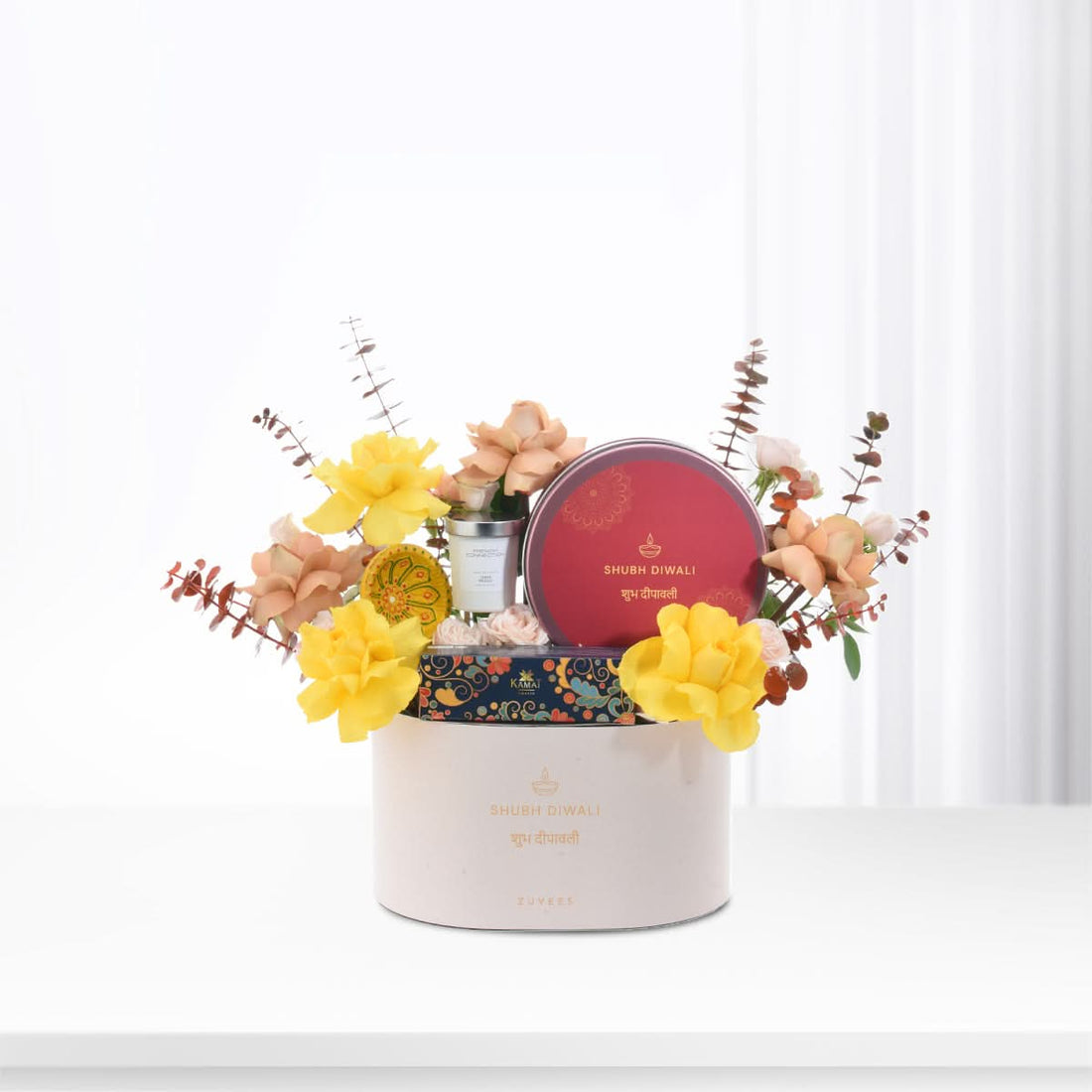 Diwali Yellow Flower Box Indulgence Box - Diwali