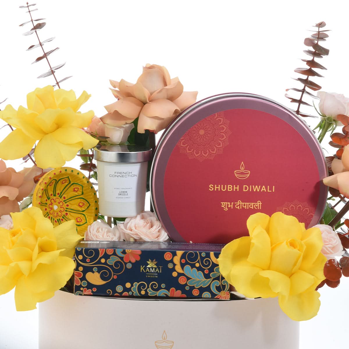 Diwali Yellow Flower Box Indulgence Box 2 - Diwali