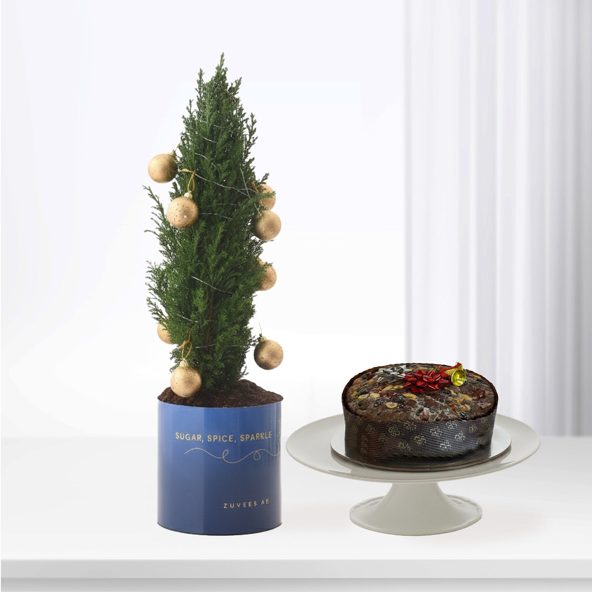 Golden Glow Mini Tree With Cake Combo - Zuvees.ae