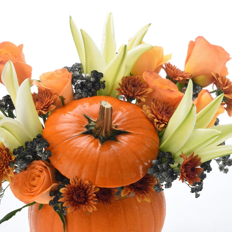 Halloween Lily and Mix Flowers Pumpkin - Halloween Gifts