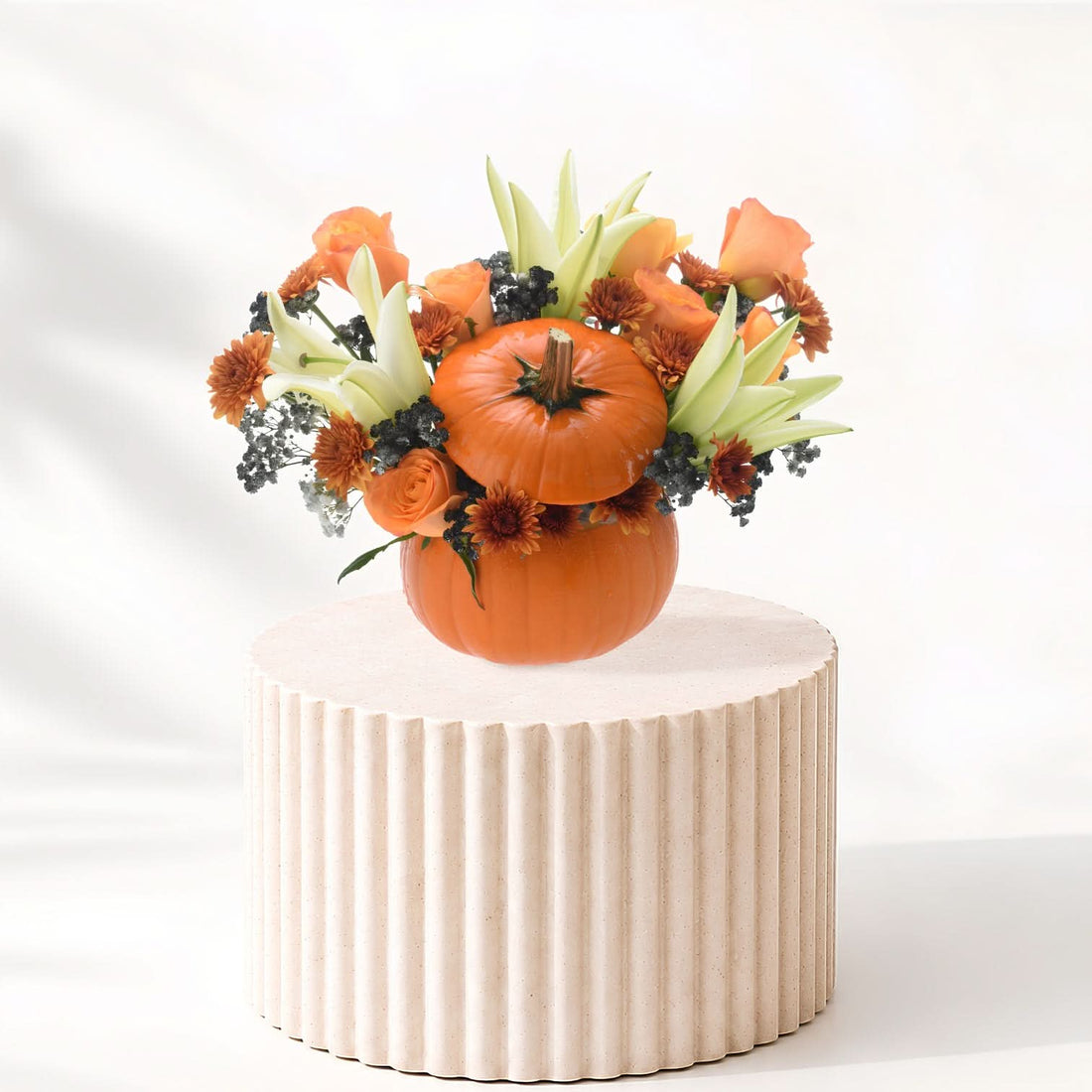 Halloween Lily and Mix Flowers Pumpkin - Halloween Gifts