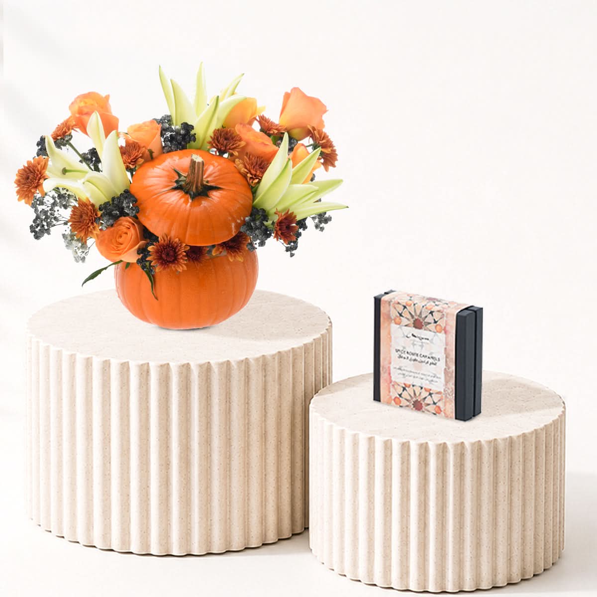 Halloween Lily and Mix Flowers Pumpkin Chocolates Combo - Halloween Gifts