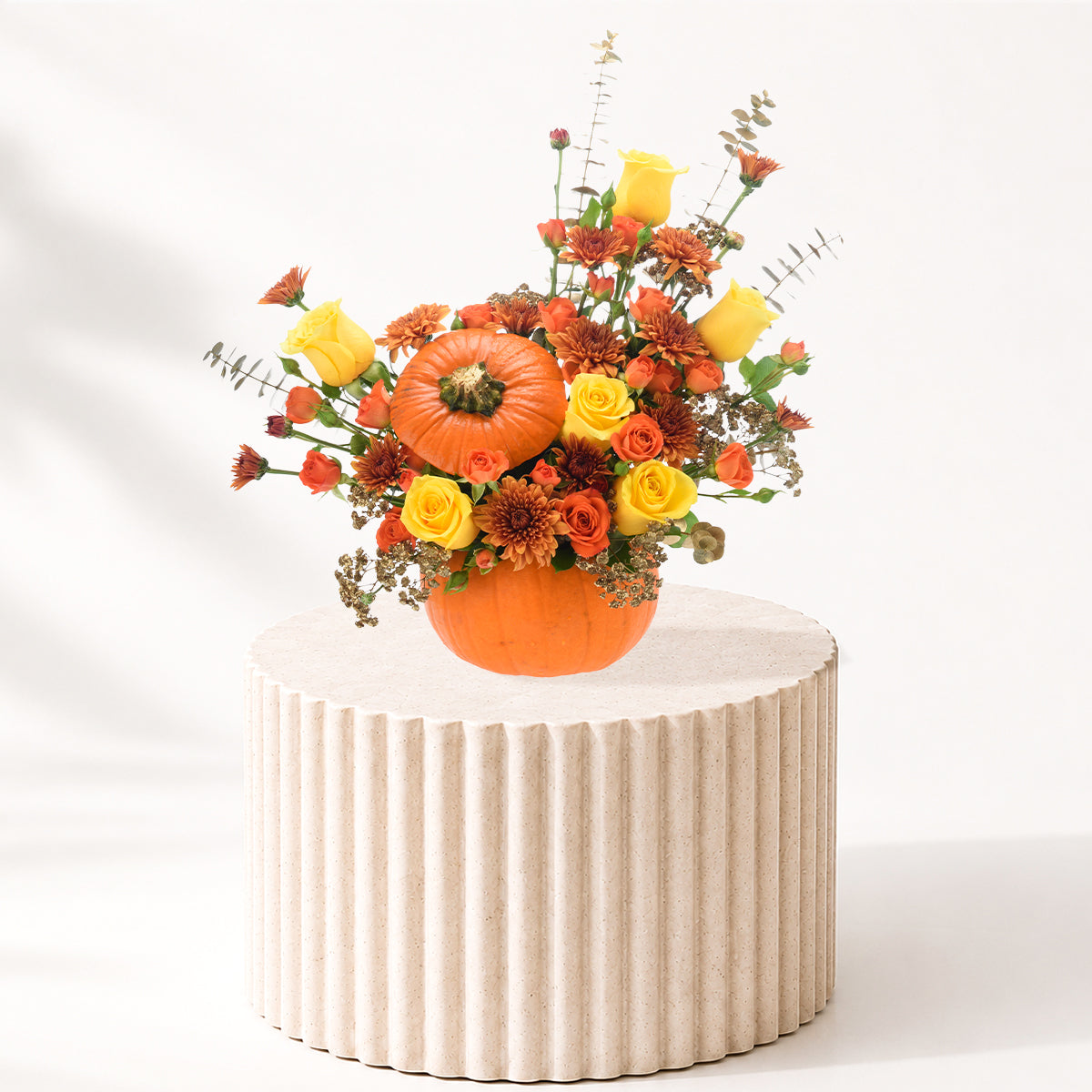 Halloween Mix Roses In Pumpkin - Halloween Gifts