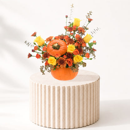 Halloween Mix Roses In Pumpkin - Halloween Gifts