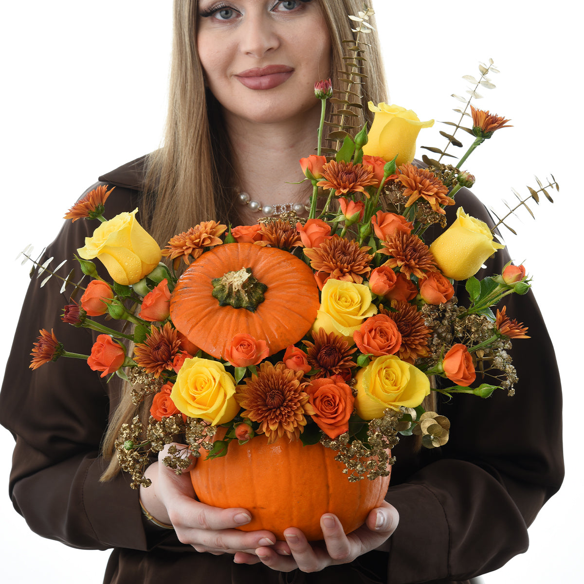 Halloween Mix Roses In Pumpkin - Halloween Gifts