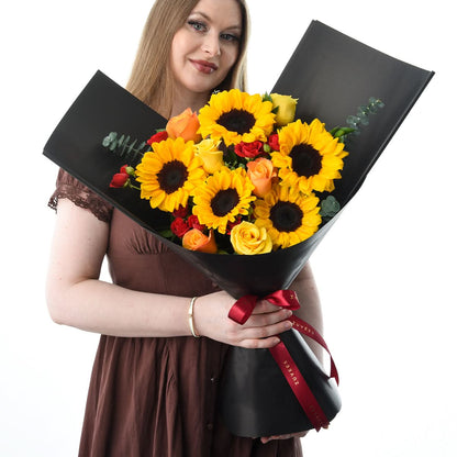 Halloween Mixed Rose and Sunflower Bouquet - Halloween Gifts