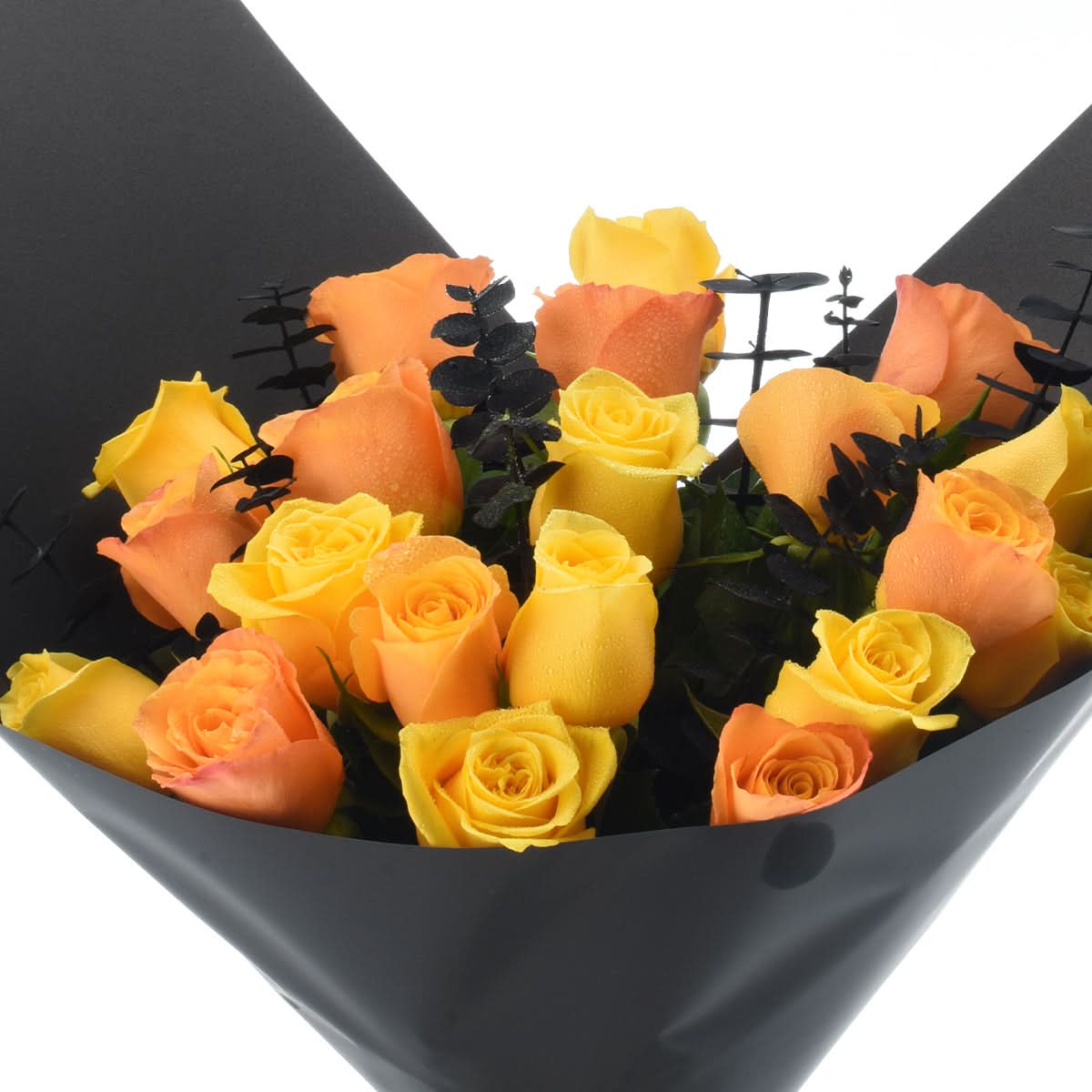 Halloween Orange and Yellow Roses Bouquet - Halloween Gifts