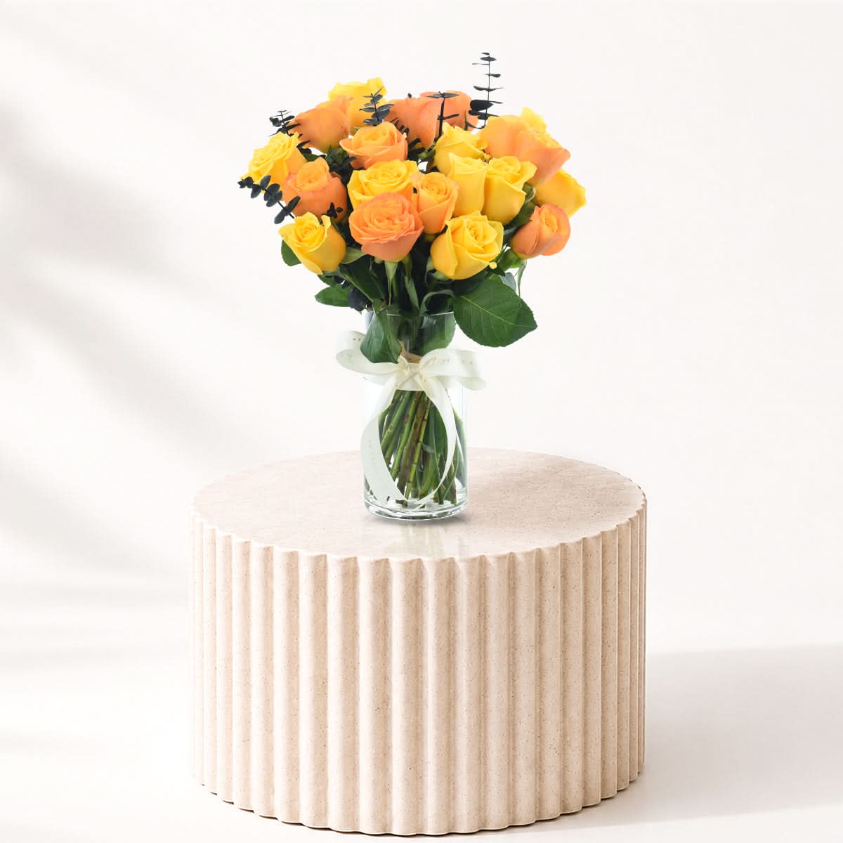 Halloween Orange and Yellow Roses Vase - Halloween Gifts
