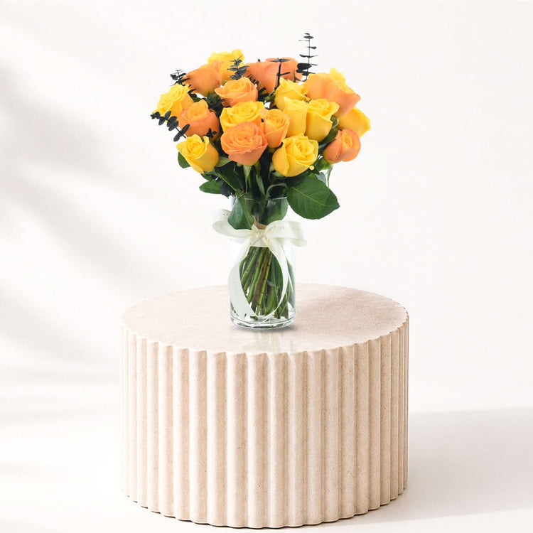 Halloween Orange and Yellow Roses Vase - Halloween Gifts