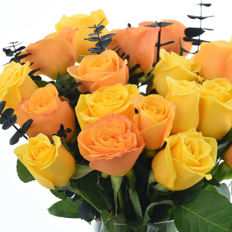 Halloween Orange and Yellow Roses Vase - Halloween Gifts