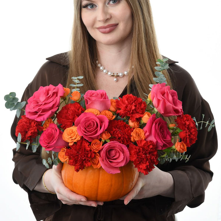 Halloween Pumpkin Flower Arrangement - Halloween Gifts