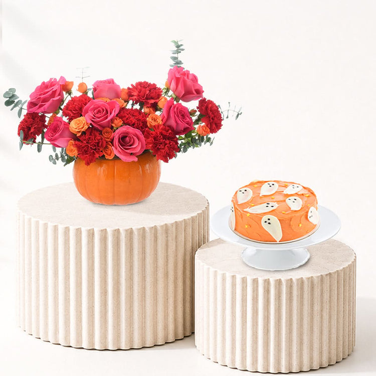 Halloween Pumpkin Flower Arrangement Cake Combo - Halloween Gifts