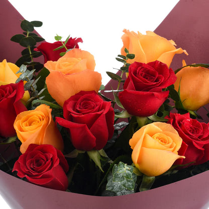 Halloween Red and Orange Roses Bouquet - Halloween Gifts