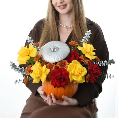 Halloween Rose Flowers in Pumpkin - Halloween Gifts