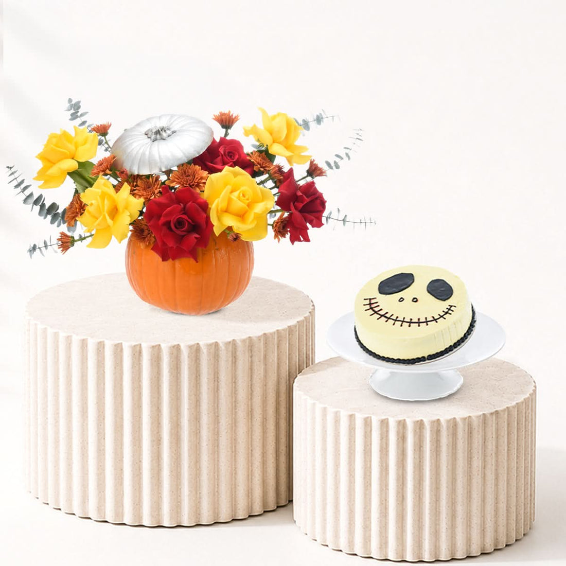 Halloween Rose Flowers in Pumpkin Cake Combo - Halloween Gifts