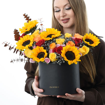 Halloween Sunflower and Rose Flower Box - Halloween Gifts