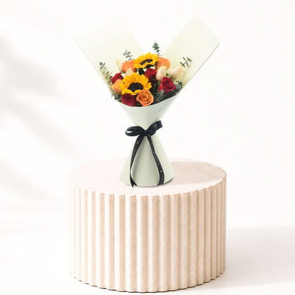 Halloween Sunflower and Roses Bouquet - Halloween Gifts