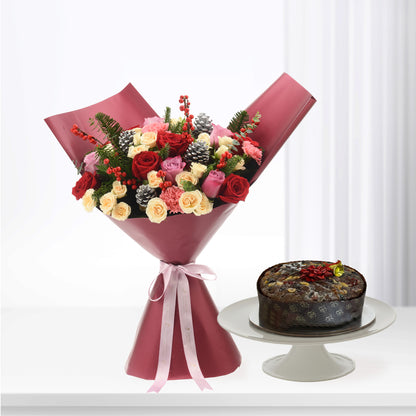 Midnight Rosabelle Bouquet Cake Combo - Zuvees.ae