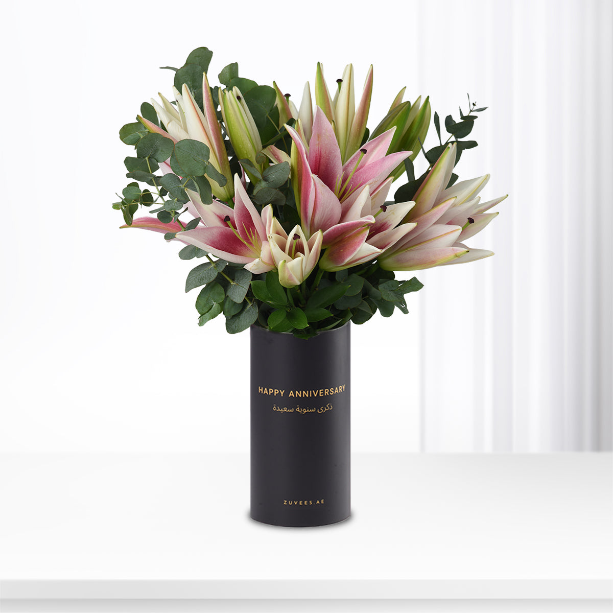 Moonblush Lilies Anniversary Vase
