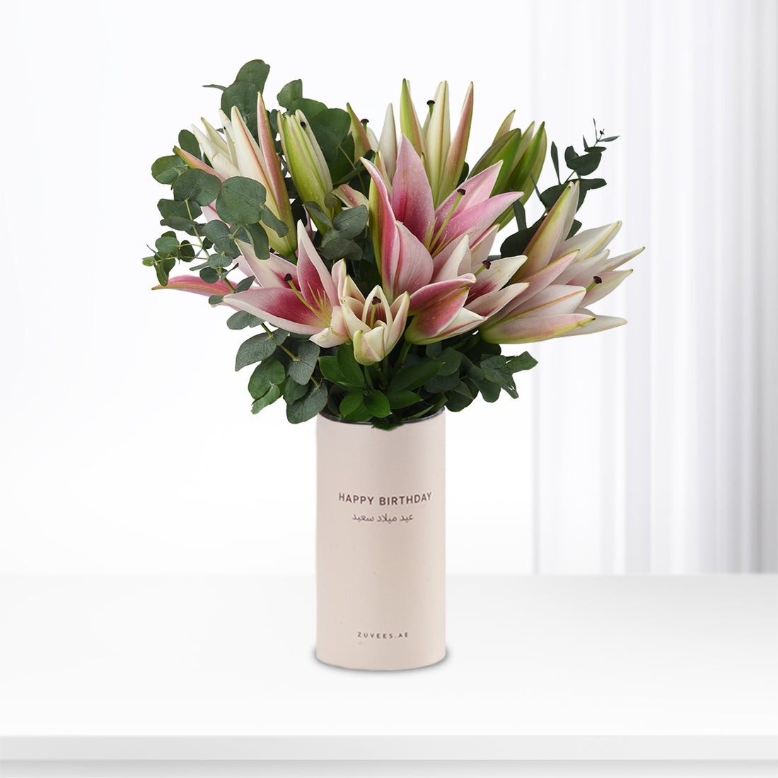 Moonblush Lilies Birthday Vase