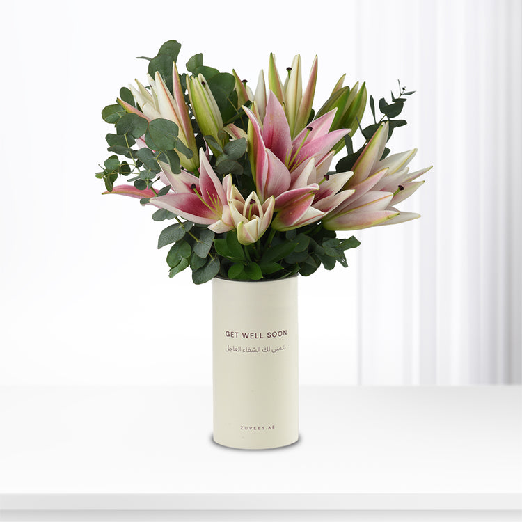 Moonblush Lilies Get Well Soon Vase