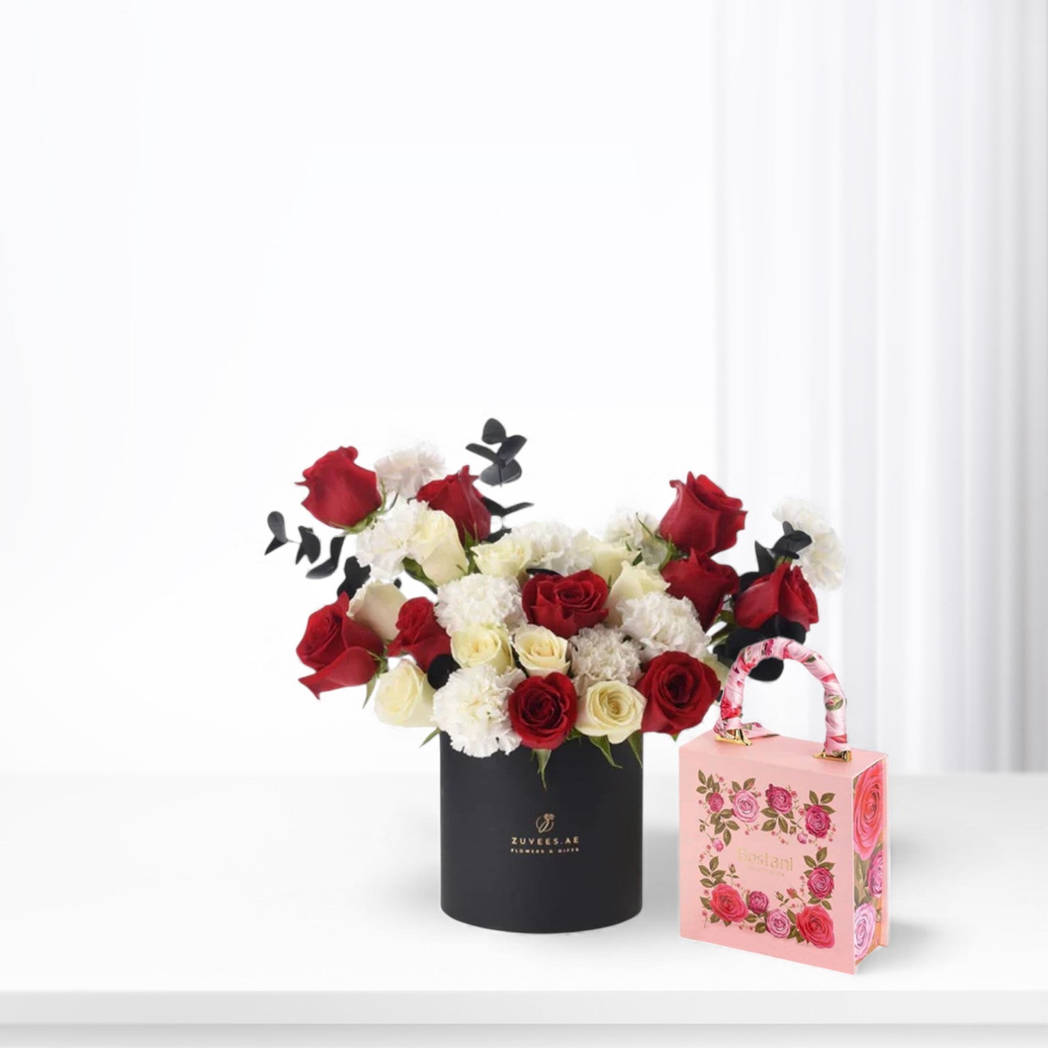 Oasis of Roses Black Box with Chocolate Combo - Zuvees.ae