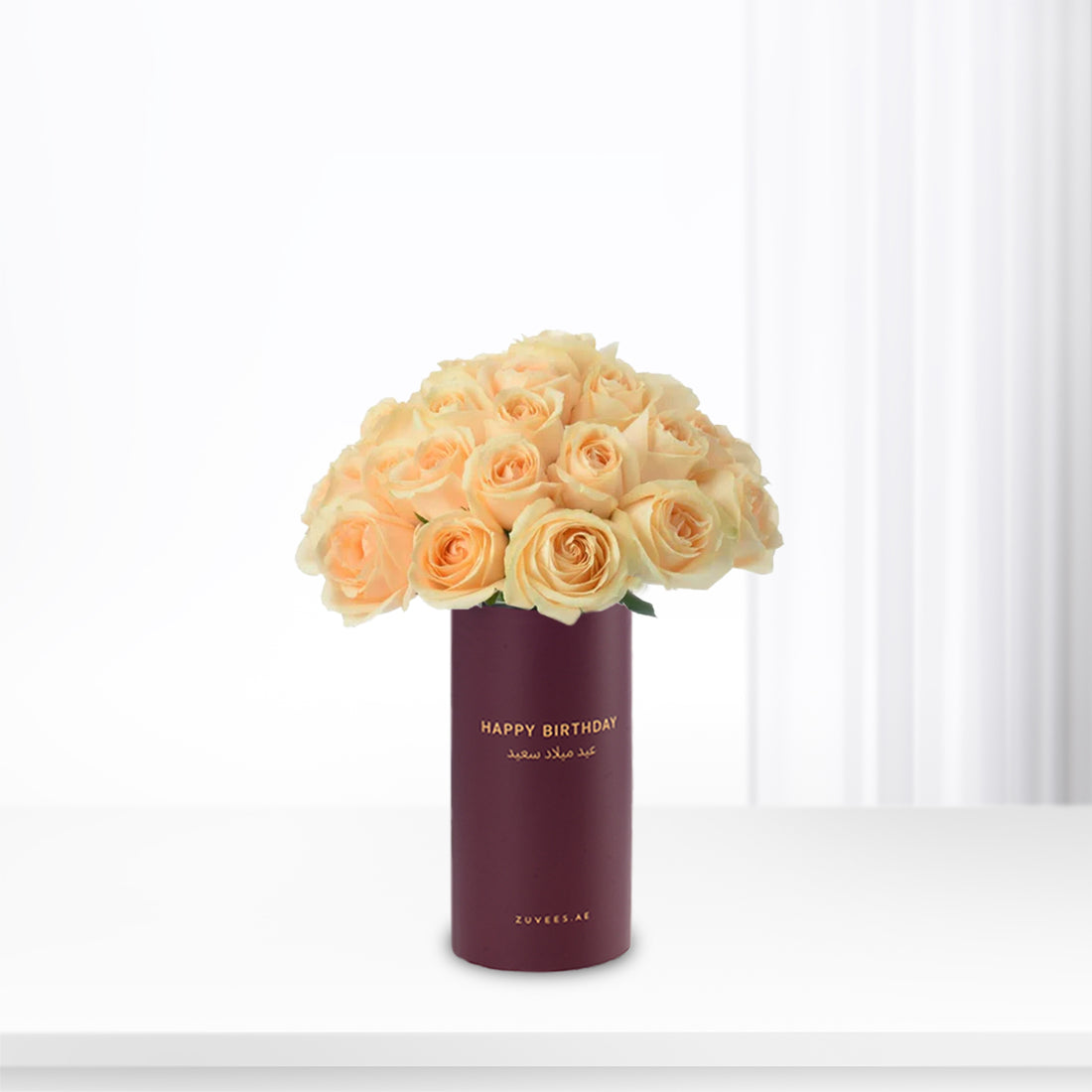 Peach Whisper Grande in Birthday Vase - Zuvees.ae