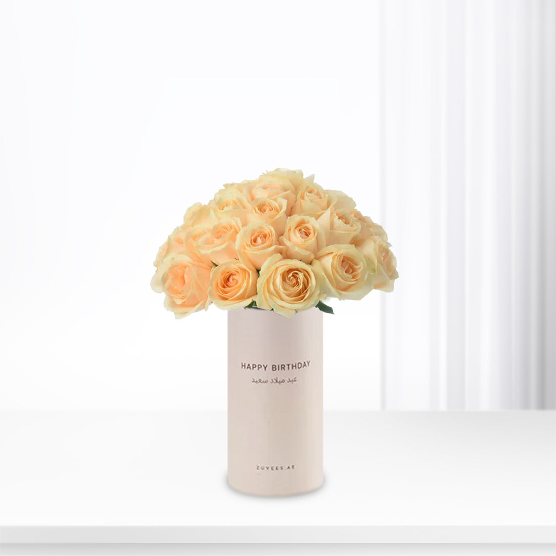Peach Whisper Grande in Birthday Vase - Zuvees.ae