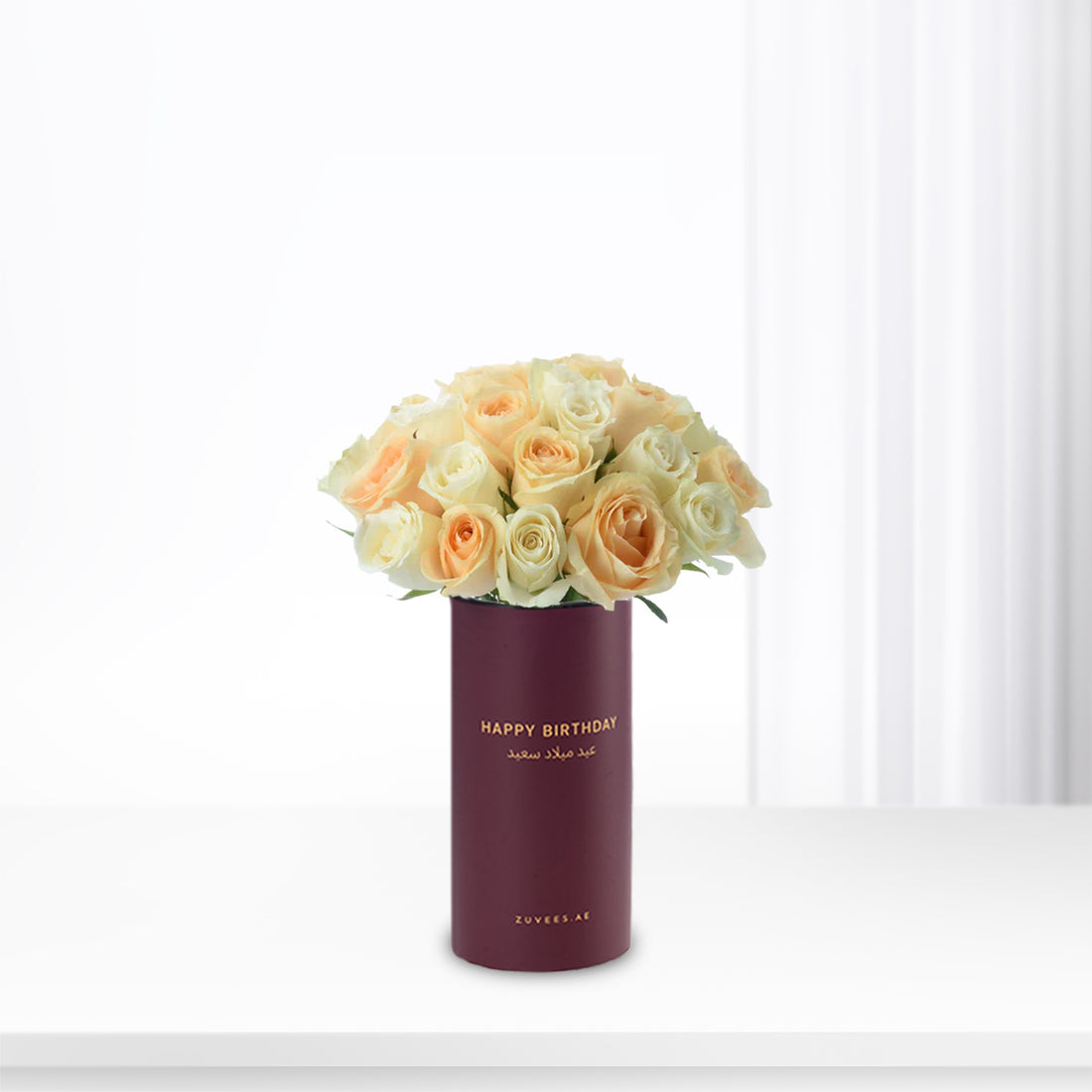 Peach &amp; Ivory Harmony In Birthday Vase - Zuvees.ae