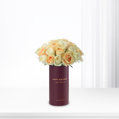 Peach &amp; Ivory Harmony In Birthday Vase - Zuvees.ae