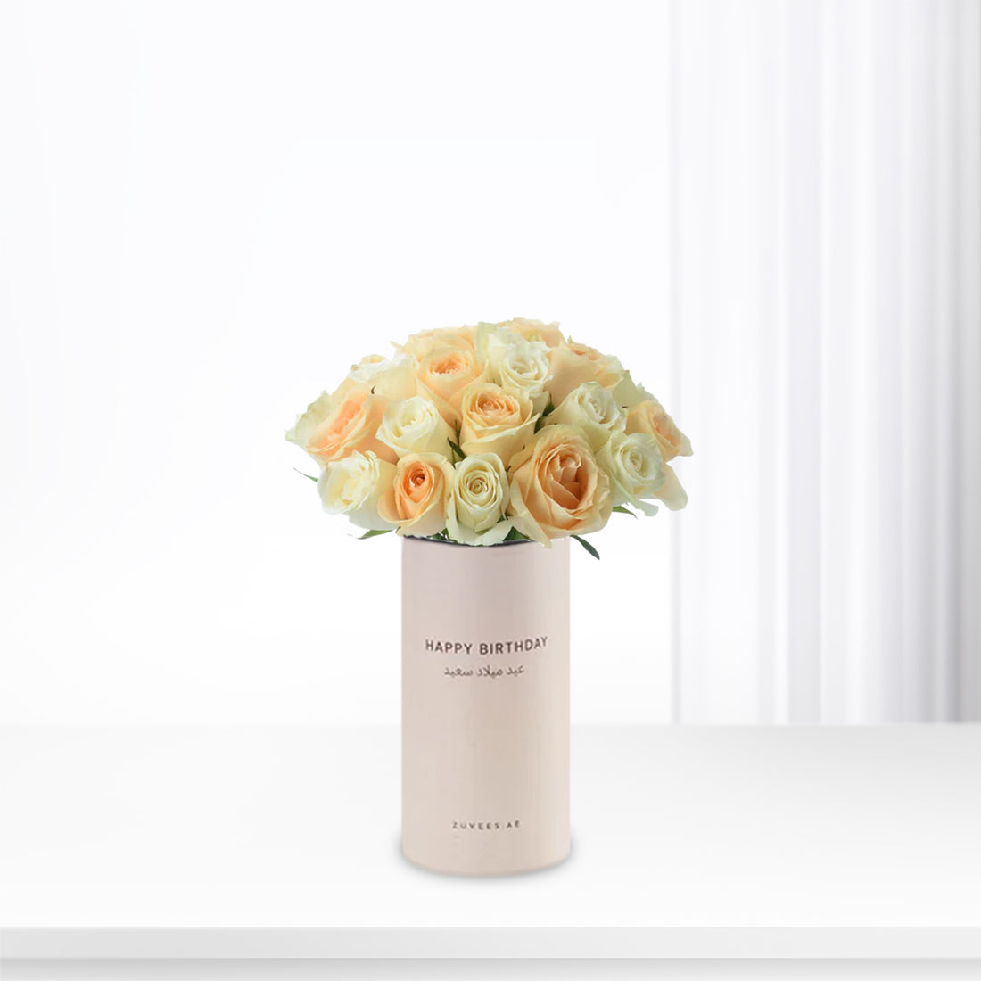Peach &amp; Ivory Harmony In Birthday Vase - Zuvees.ae