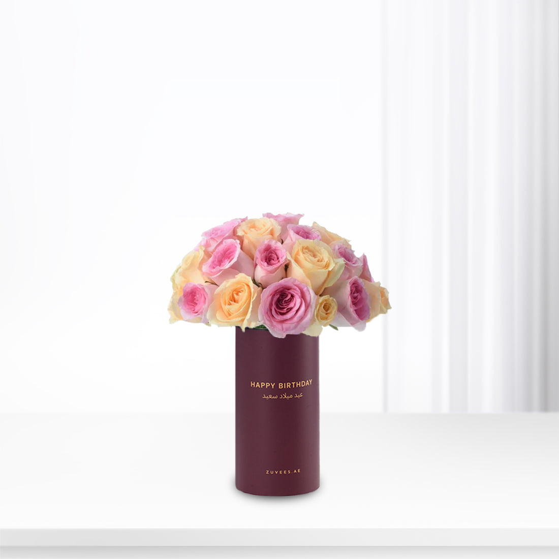 Peach &amp; Pink Delight In Birthday Vase - Zuvees.ae