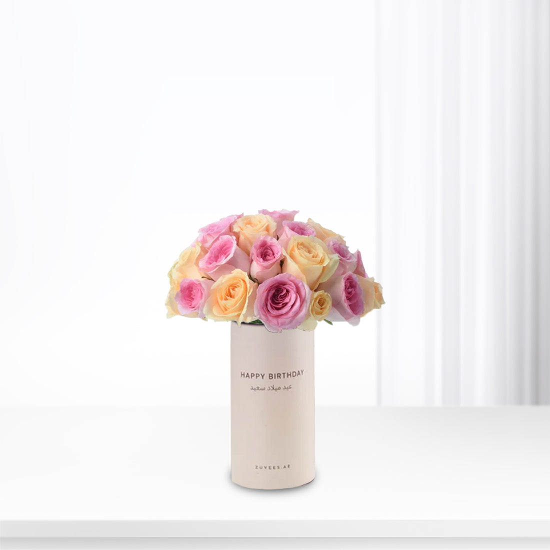 Peach &amp; Pink Delight In Birthday Vase - Zuvees.ae