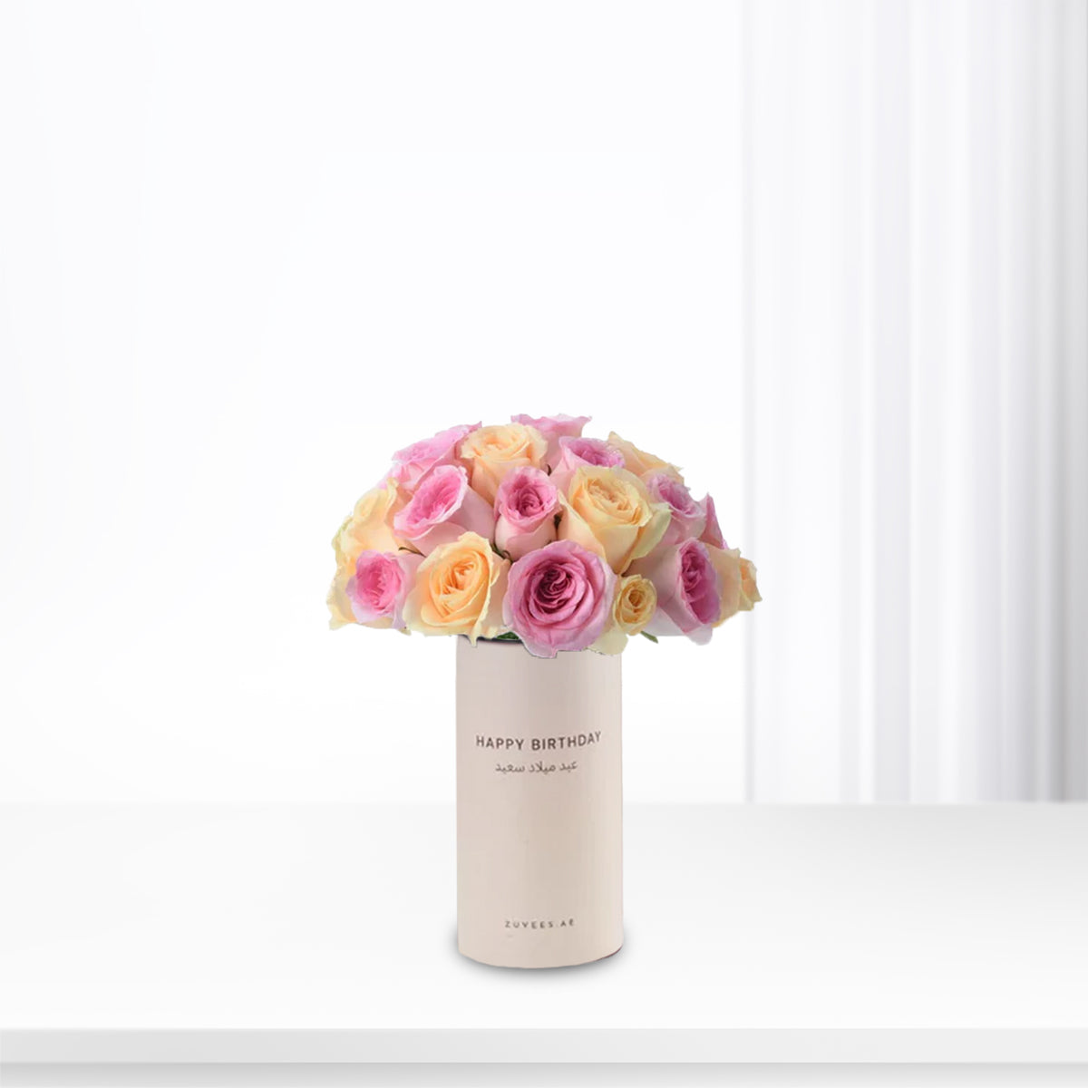 Peach &amp; Pink Delight In Birthday Vase - Zuvees.ae