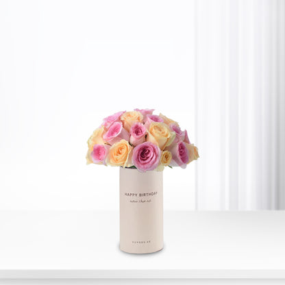Peach &amp; Pink Delight In Birthday Vase - Zuvees.ae