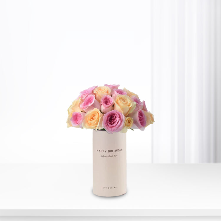 Peach &amp; Pink Delight In Birthday Vase - Zuvees.ae