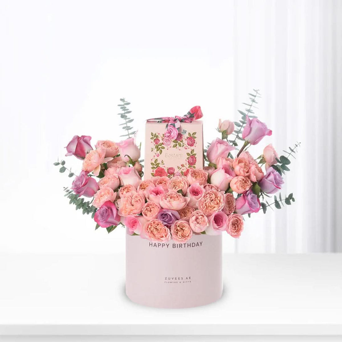 Pink Lovely Garden Birthday Box Chocolates Combo - Zuvees.ae