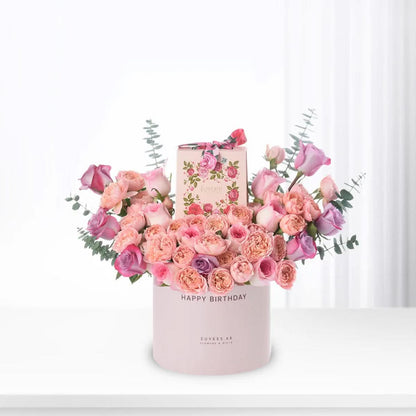 Pink Lovely Garden Birthday Box Chocolates Combo - Zuvees.ae
