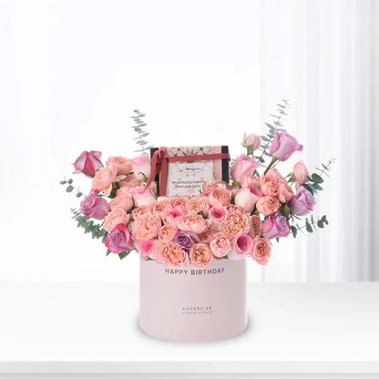 Pink Lovely Garden Birthday Box Chocolates Combo - Zuvees.ae